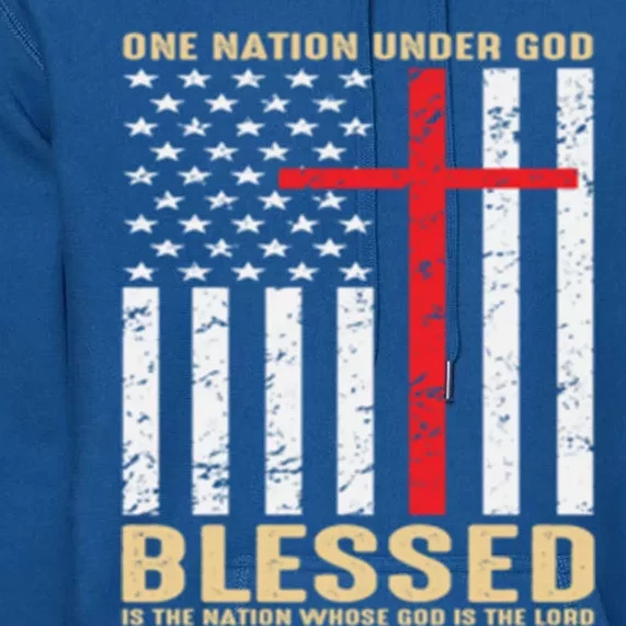 American Flag Gift One Nation Under God Great Gift Premium Hoodie