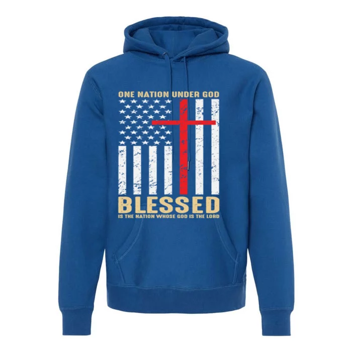 American Flag Gift One Nation Under God Great Gift Premium Hoodie