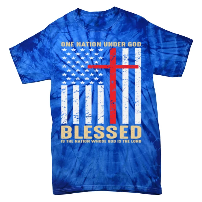 American Flag Gift One Nation Under God Great Gift Tie-Dye T-Shirt