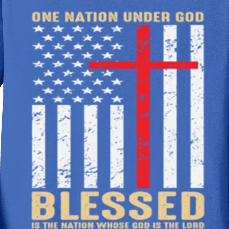 American Flag Gift One Nation Under God Great Gift Kids Long Sleeve Shirt