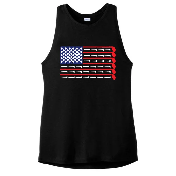 American Flag Golf Ladies Tri-Blend Wicking Tank