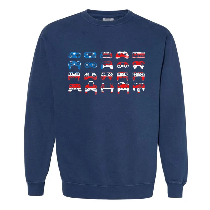 American Flag Gamer July 4Th Video Games Usa Patriotic Pride Garment-Dyed Sweatshirt