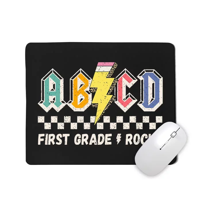 ABCD First Grade Rocks Pencil Lightning Teachers Rock Mousepad