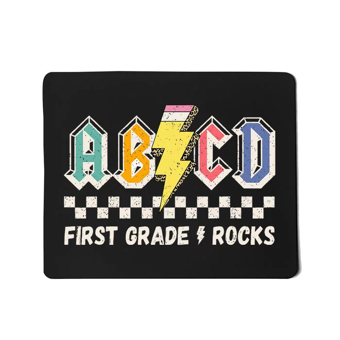 ABCD First Grade Rocks Pencil Lightning Teachers Rock Mousepad