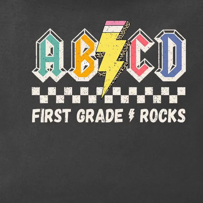 ABCD First Grade Rocks Pencil Lightning Teachers Rock Zip Tote Bag