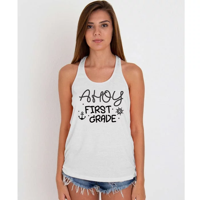 Ahoy First Grade Teacher Women's Knotted Racerback Tank