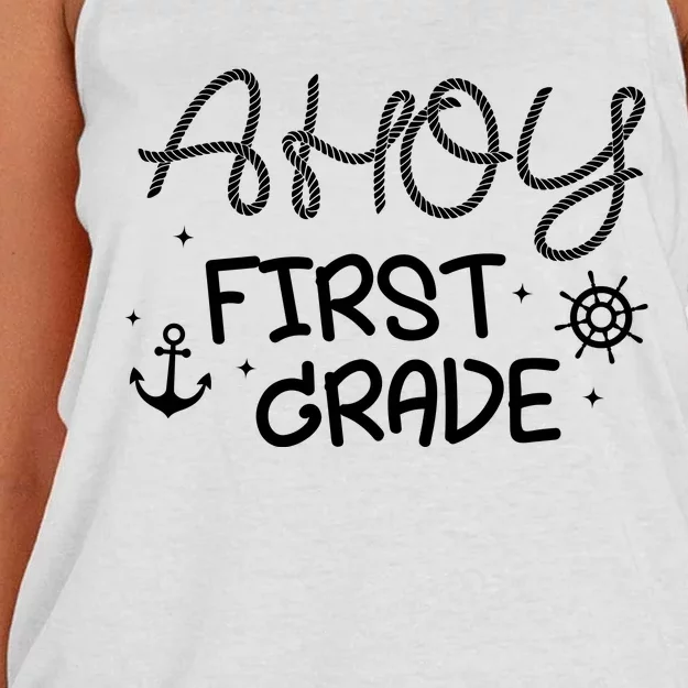 Ahoy First Grade Teacher Women's Knotted Racerback Tank