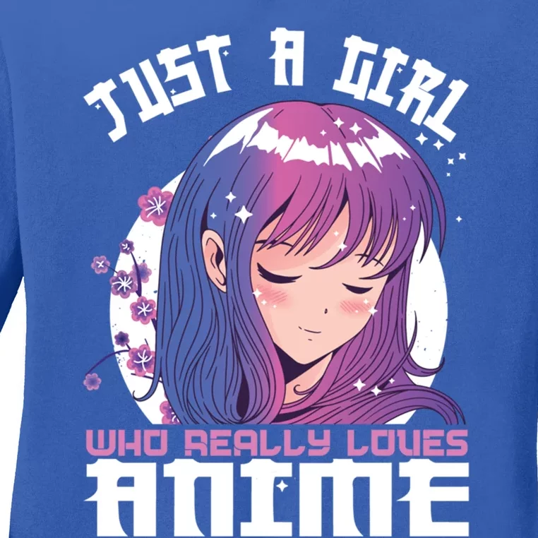 Anime Funny Gift For Teen Just A Who Loves Anime Gift Ladies Long Sleeve Shirt