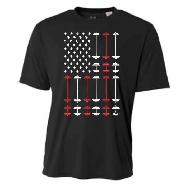 American Flag Gym 4th Of July Fitness Athlete Trainer Cooling Performance Crew T-Shirt