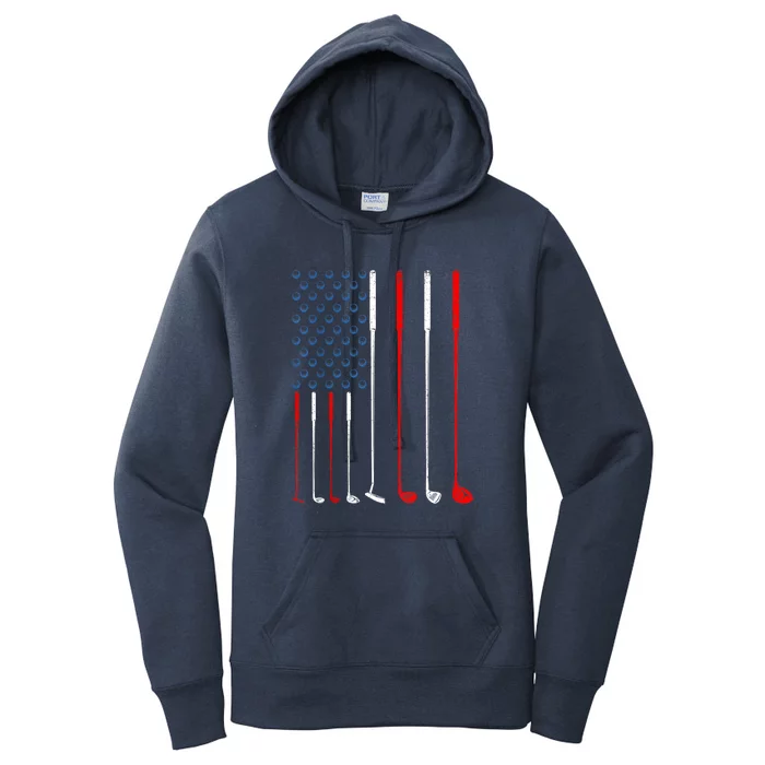 American Flag Golf Clubs Gift Women's Pullover Hoodie