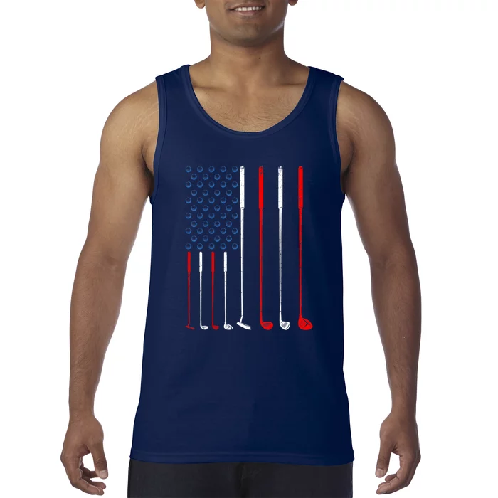 American Flag Golf Clubs Gift Tank Top