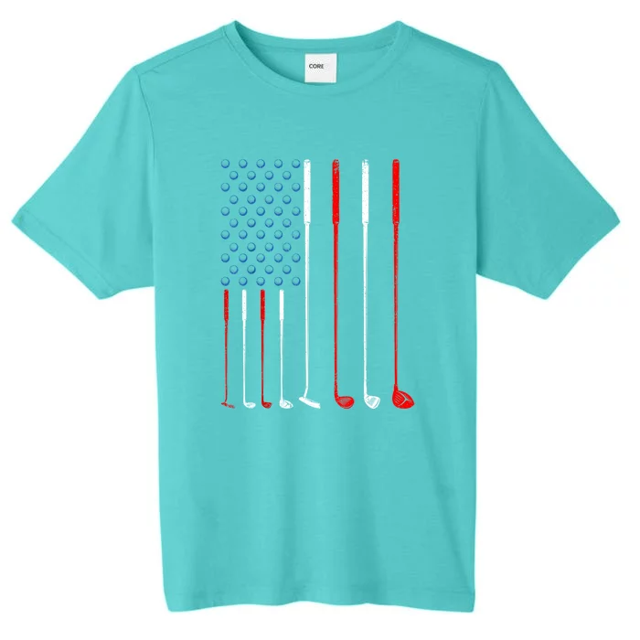 American Flag Golf Clubs Gift ChromaSoft Performance T-Shirt