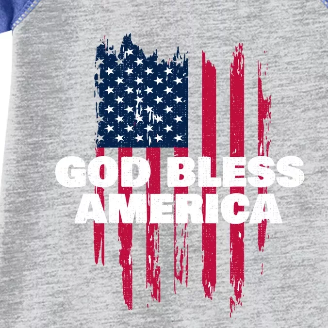 American Flag God Bless America Patriotic Gift Infant Baby Jersey Bodysuit