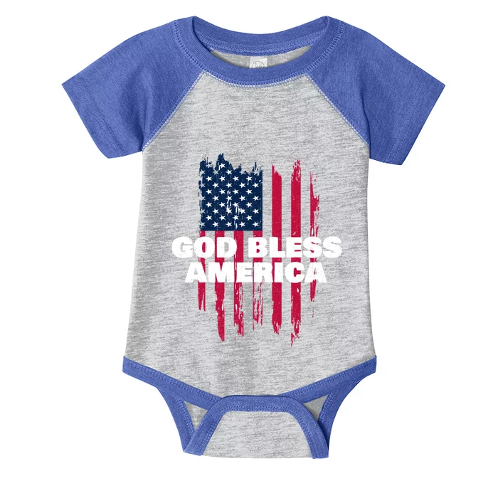 American Flag God Bless America Patriotic Gift Infant Baby Jersey Bodysuit