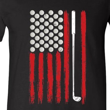 American Flag Golfing Golf V-Neck T-Shirt
