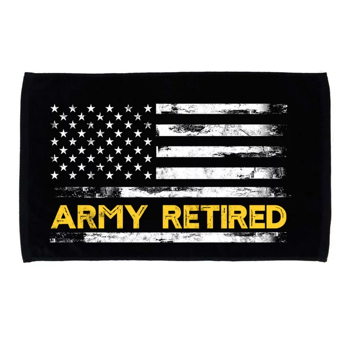 American Flag Gift Army Retired Military Army Thin Goldline Microfiber Hand Towel