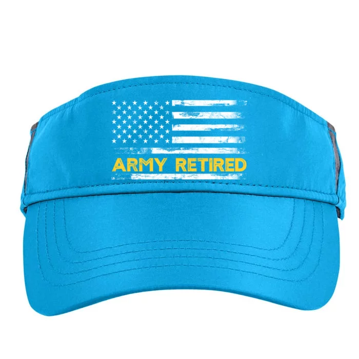 American Flag Gift Army Retired Military Army Thin Goldline Adult Drive Performance Visor