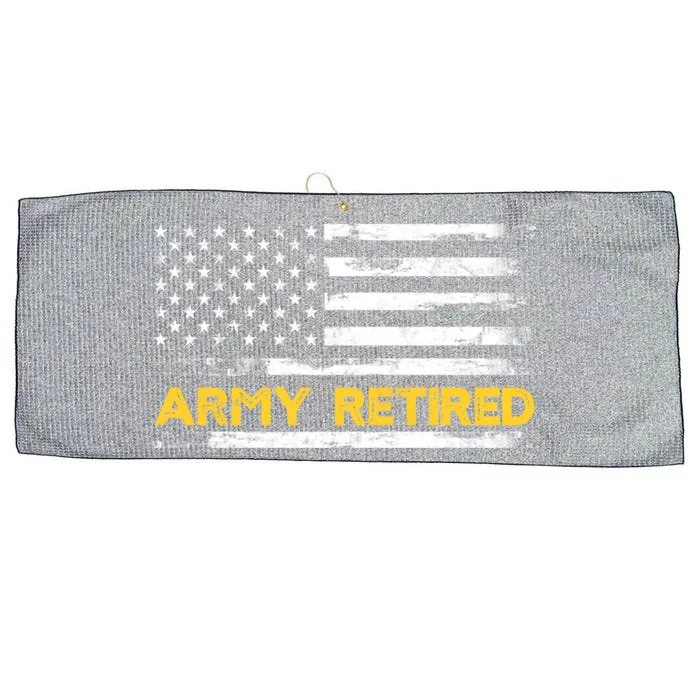 American Flag Gift Army Retired Military Army Thin Goldline Large Microfiber Waffle Golf Towel