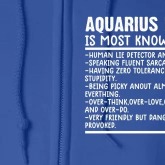 Aquarius Facts Gift Funny Aquarius Birthday Zodiac Humor Gift Full Zip Hoodie