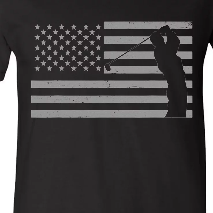 American Flag Golf Clothing Golfer Vintage Golf V-Neck T-Shirt