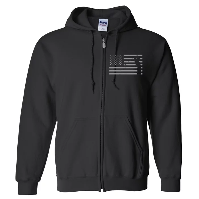 American Flag Golf Clothing Golfer Vintage Golf Full Zip Hoodie