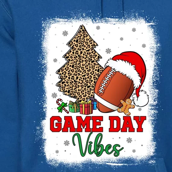 America Football Game Day Vibes Leopard Football Santa Hat Gift Premium Hoodie