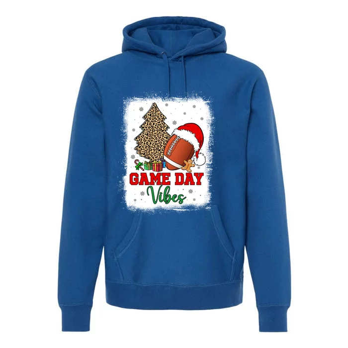 America Football Game Day Vibes Leopard Football Santa Hat Gift Premium Hoodie