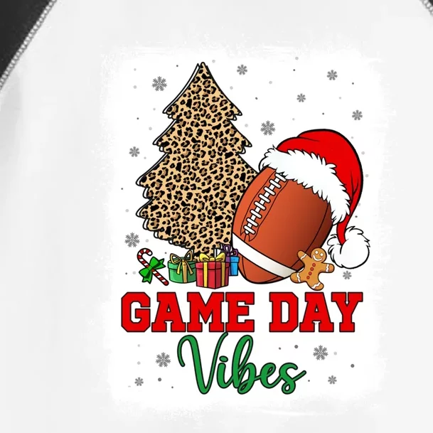 America Football Game Day Vibes Leopard Football Santa Hat Gift Toddler Fine Jersey T-Shirt