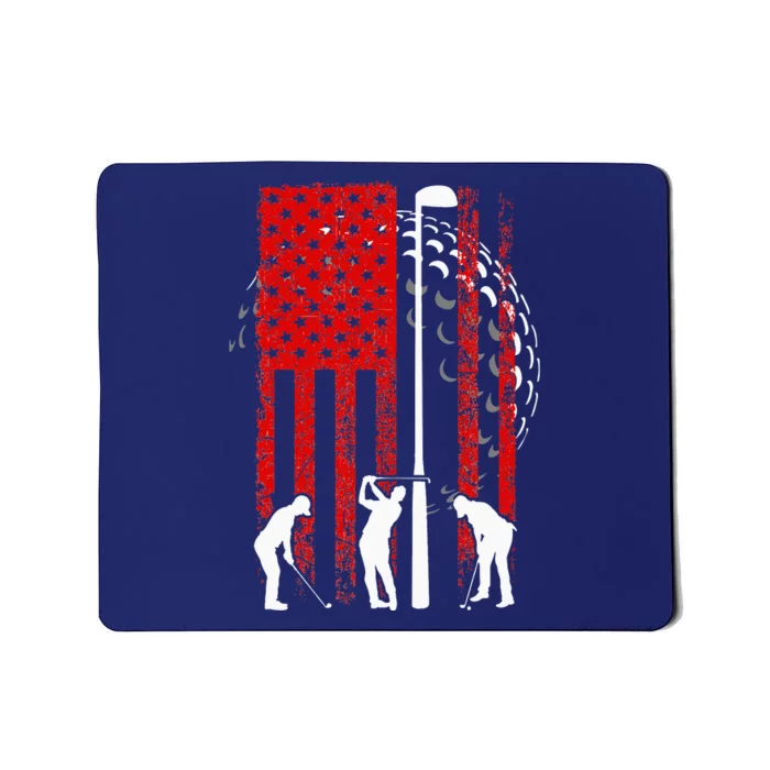 American Flag Golf Vintage 4th Of July Golfer Mousepad