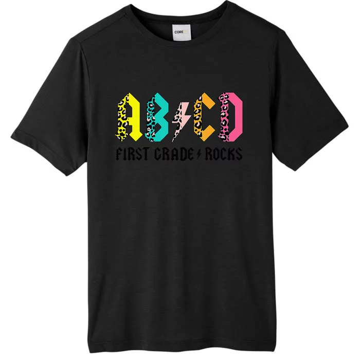 ABCD First Grade Rocks Back To School 1st Grade Teacher ChromaSoft Performance T-Shirt