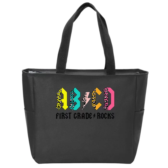 ABCD First Grade Rocks Back To School 1st Grade Teacher Zip Tote Bag