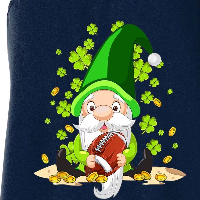 American Football Gnome Lucky Shamrock St Patrick's Day Women's Racerback Tank