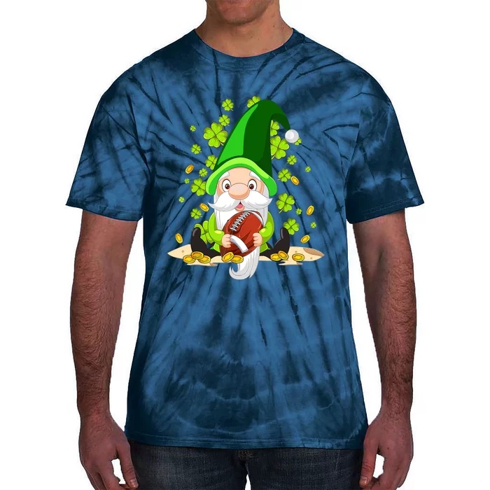 American Football Gnome Lucky Shamrock St Patrick's Day Tie-Dye T-Shirt