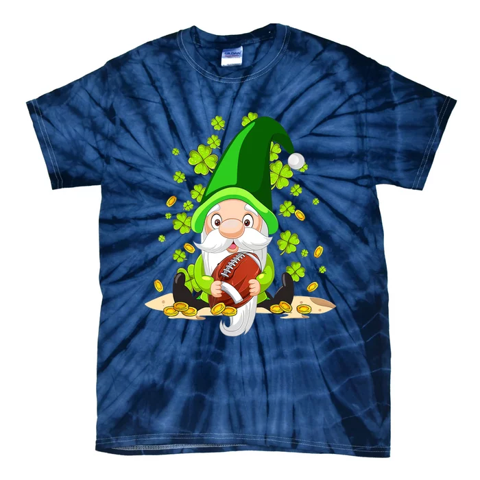 American Football Gnome Lucky Shamrock St Patrick's Day Tie-Dye T-Shirt