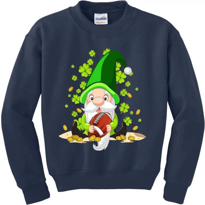 American Football Gnome Lucky Shamrock St Patrick's Day Kids Sweatshirt