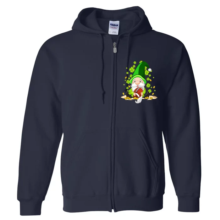 American Football Gnome Lucky Shamrock St Patrick's Day Full Zip Hoodie