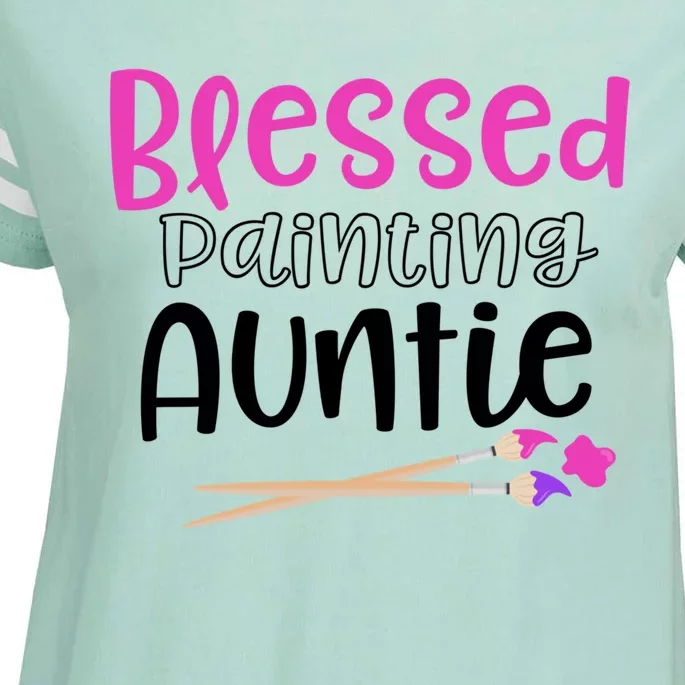 Art Funny Gift For Artist Blessed Painting Auntie Great Gift Enza Ladies Jersey Football T-Shirt