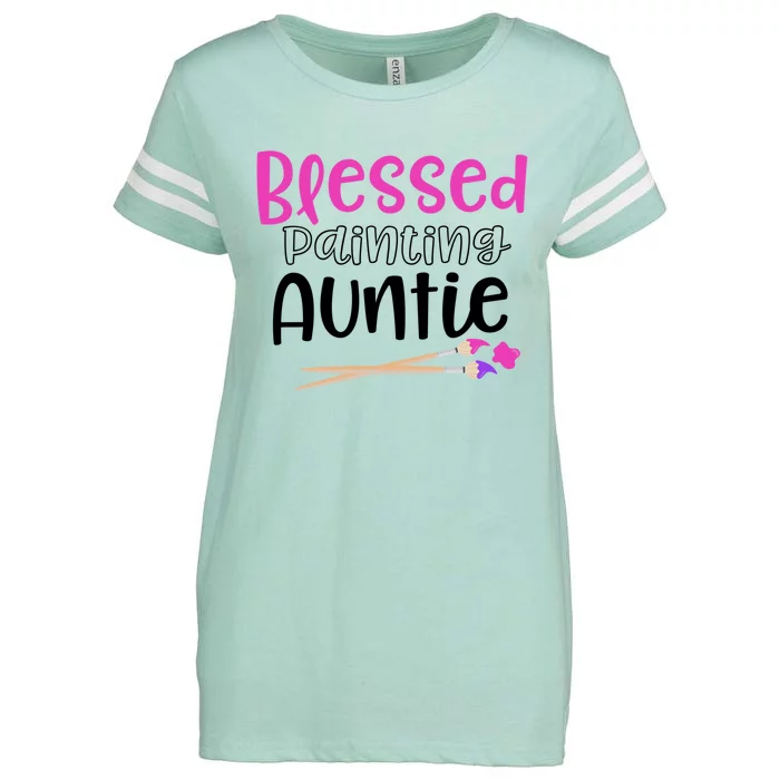 Art Funny Gift For Artist Blessed Painting Auntie Great Gift Enza Ladies Jersey Football T-Shirt