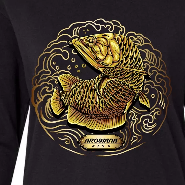 Arowana Fish Gold Womens Cotton Relaxed Long Sleeve T-Shirt