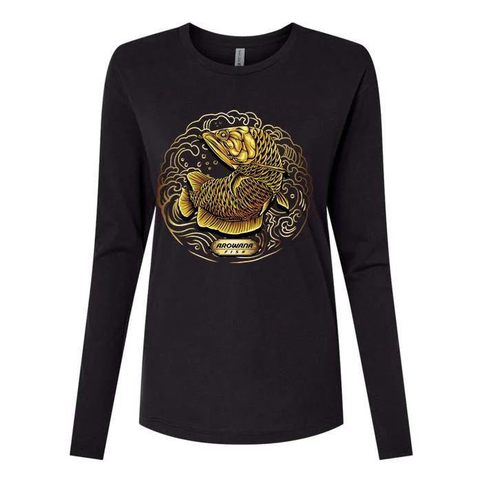 Arowana Fish Gold Womens Cotton Relaxed Long Sleeve T-Shirt