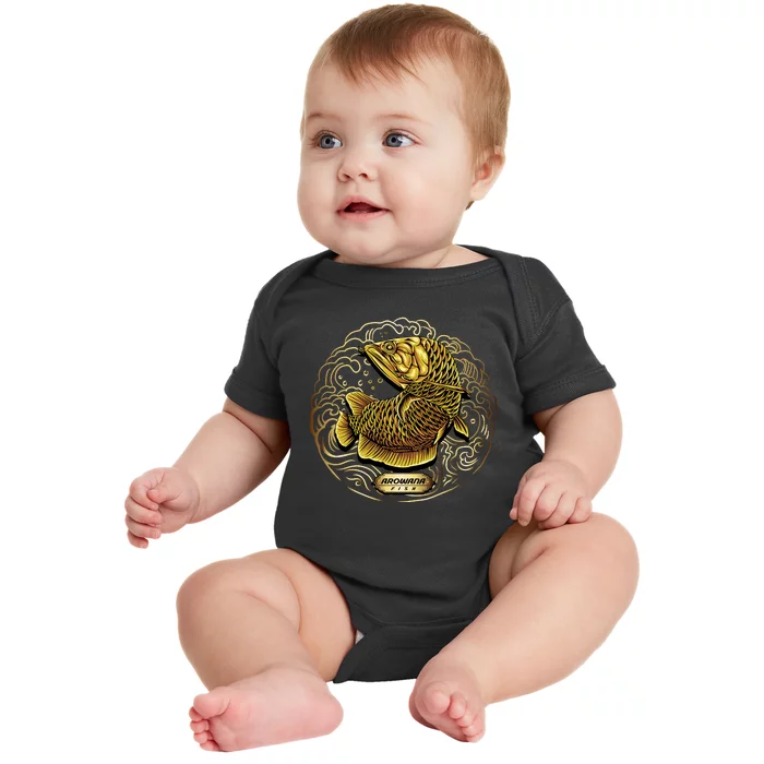 Arowana Fish Gold Baby Bodysuit