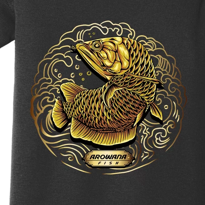 Arowana Fish Gold Baby Bodysuit