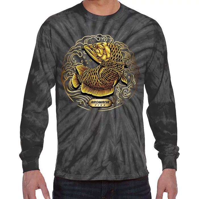 Arowana Fish Gold Tie-Dye Long Sleeve Shirt