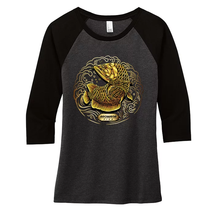 Arowana Fish Gold Women's Tri-Blend 3/4-Sleeve Raglan Shirt