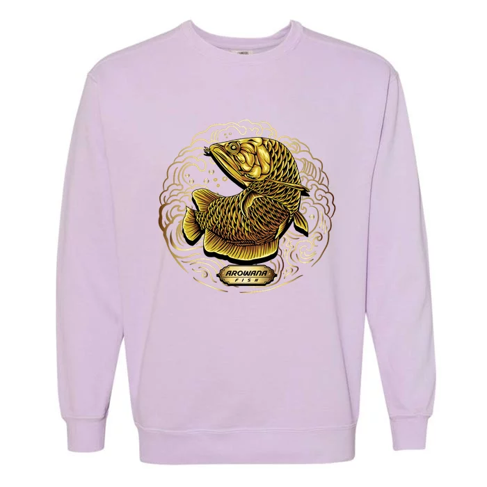 Arowana Fish Gold Garment-Dyed Sweatshirt