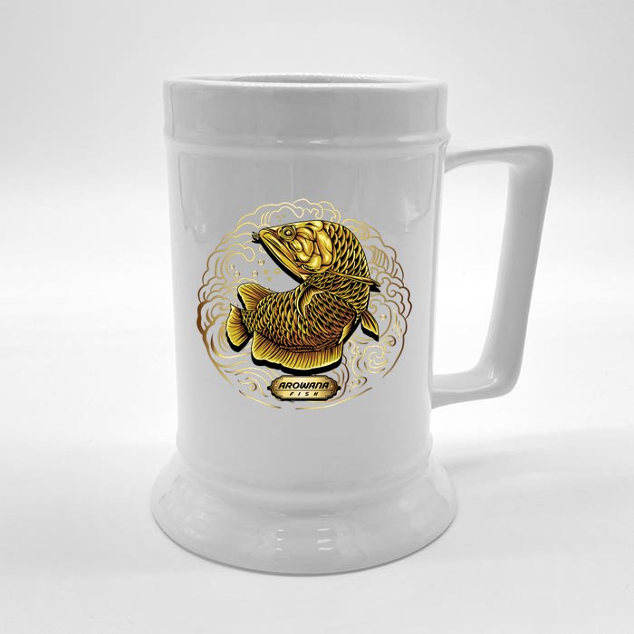 Arowana Fish Gold Front & Back Beer Stein