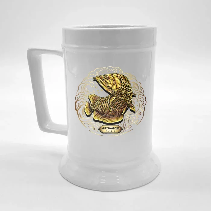 Arowana Fish Gold Front & Back Beer Stein