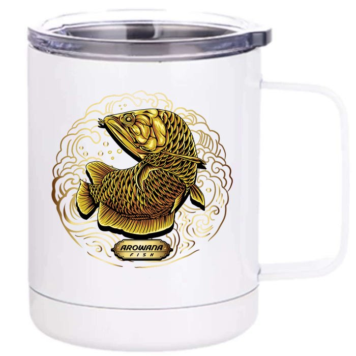 Arowana Fish Gold Front & Back 12oz Stainless Steel Tumbler Cup