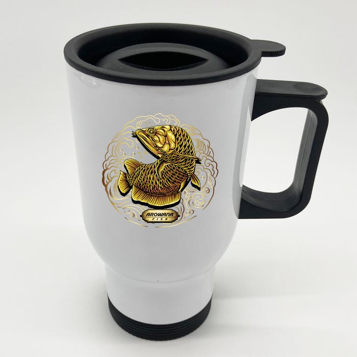 Arowana Fish Gold Front & Back Stainless Steel Travel Mug