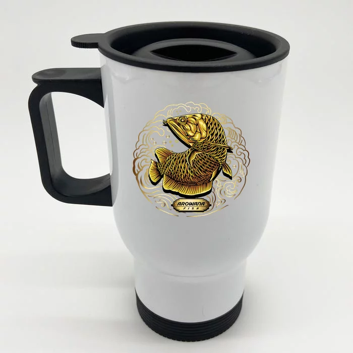 Arowana Fish Gold Front & Back Stainless Steel Travel Mug